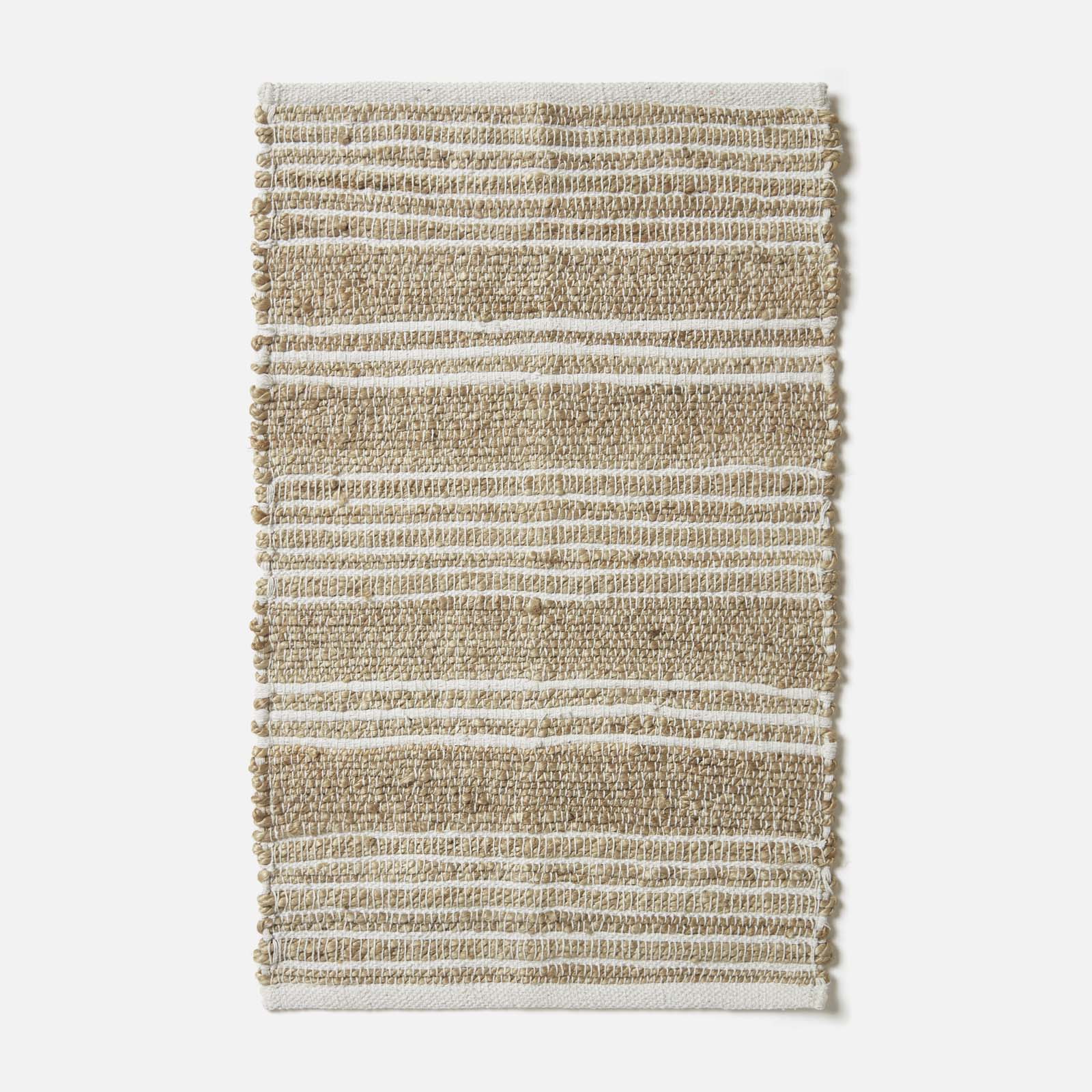 Arlyn Natural Striped Handwoven Jute Rug | 65 x 45cm | Natural
