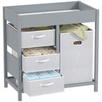 Baby Changing Unit With 4 Drawers, Diaper Changing Table | Grey