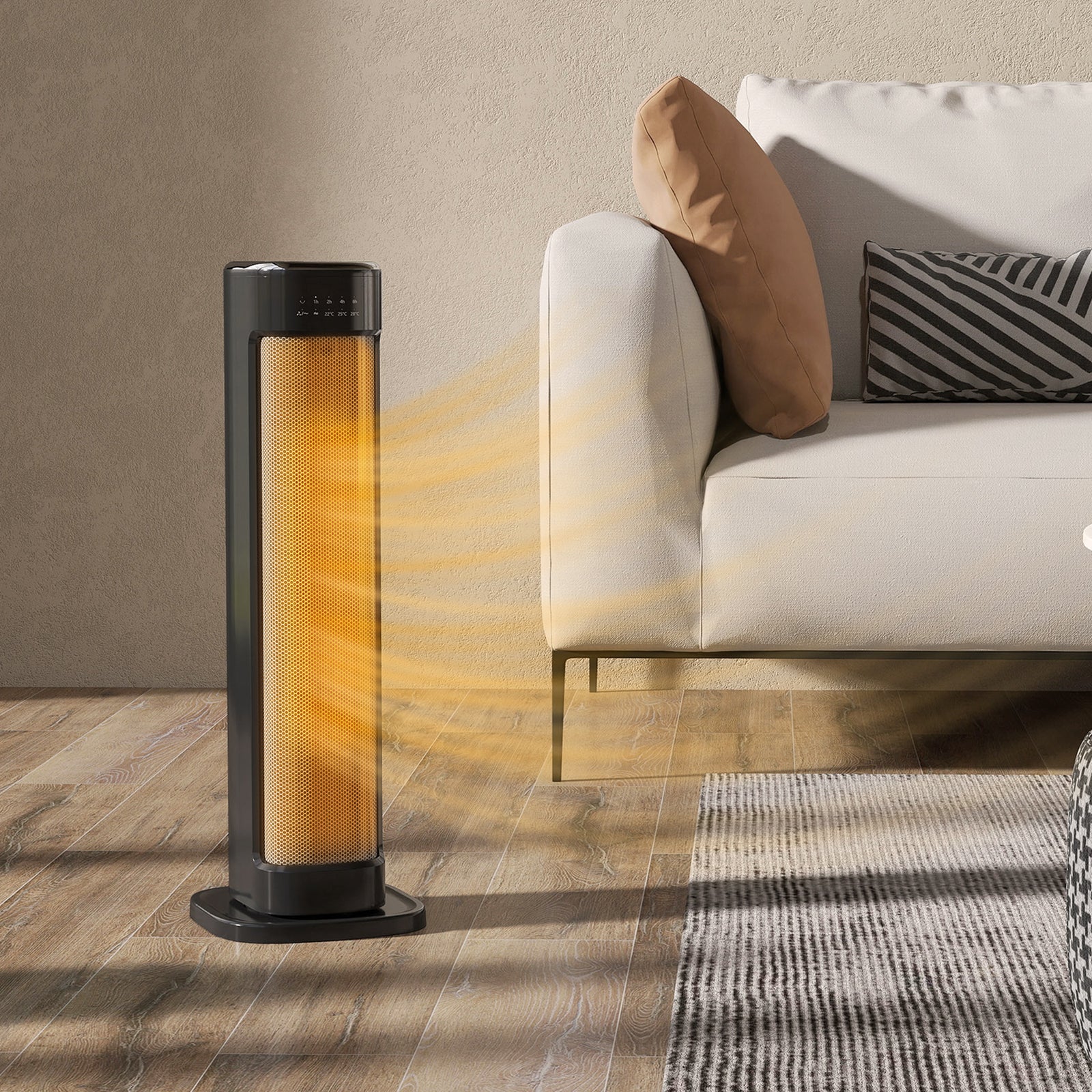 Ceramic Electric Heater, 2000w Space Heater With Timer | Black