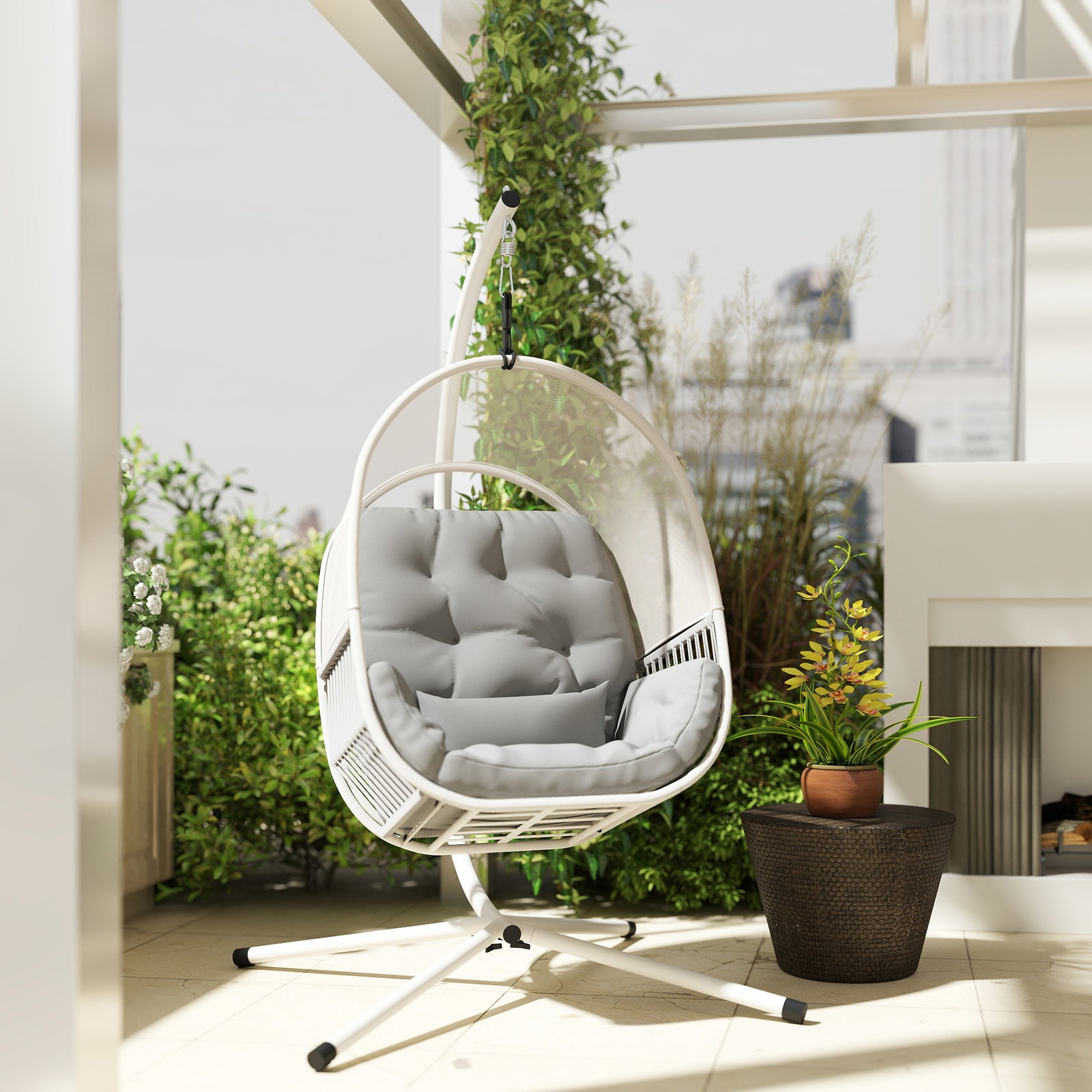 Hanging Egg Chair Set | Light Grey