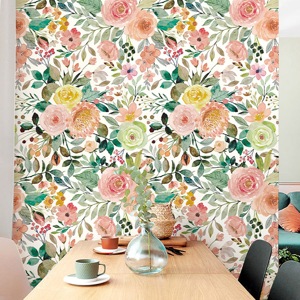 European Countryside Style Floral Wallpaper Roll Self Adhesive