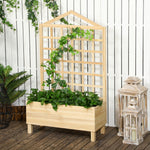 Wooden Planters With Trellis For Climbing, Natural