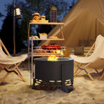 58cm Portable Fire Pit W/ Grill, Black