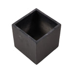 Cube Shaped Cement Planter Flower Pot With Drainage Holes | Large | Black