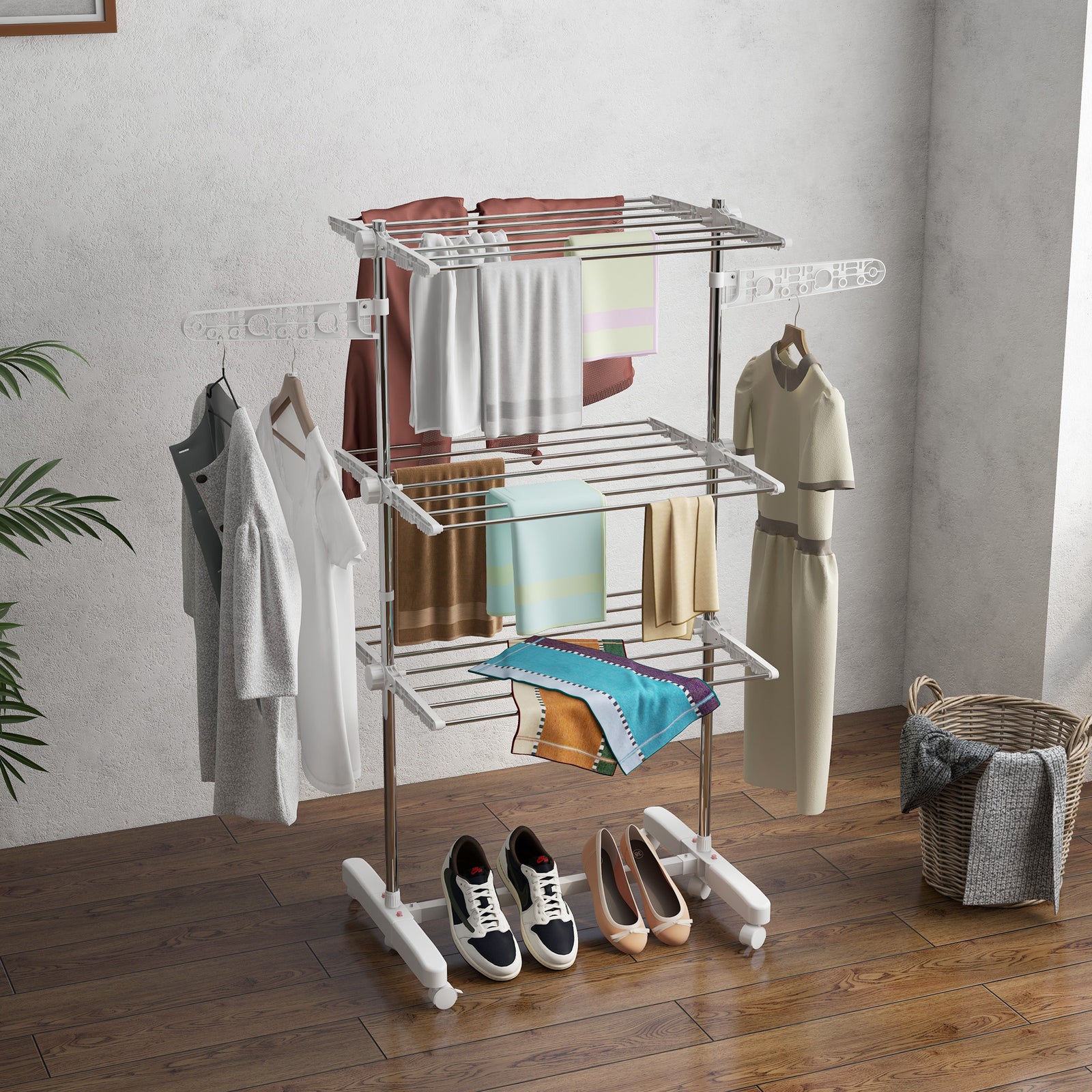3/4 Tier Clothes Airer Stainless Steel Clothes Drying Rack | Medium | White