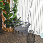 Hanging Chair With Support Backrest, Macrame
