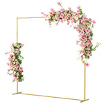 Outsunny Wedding Arch Backdrop Stand, Gold Wedding Arch With U-shaped Stakes