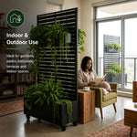Metal Privacy Screen With Plant Pot - Slat | Black