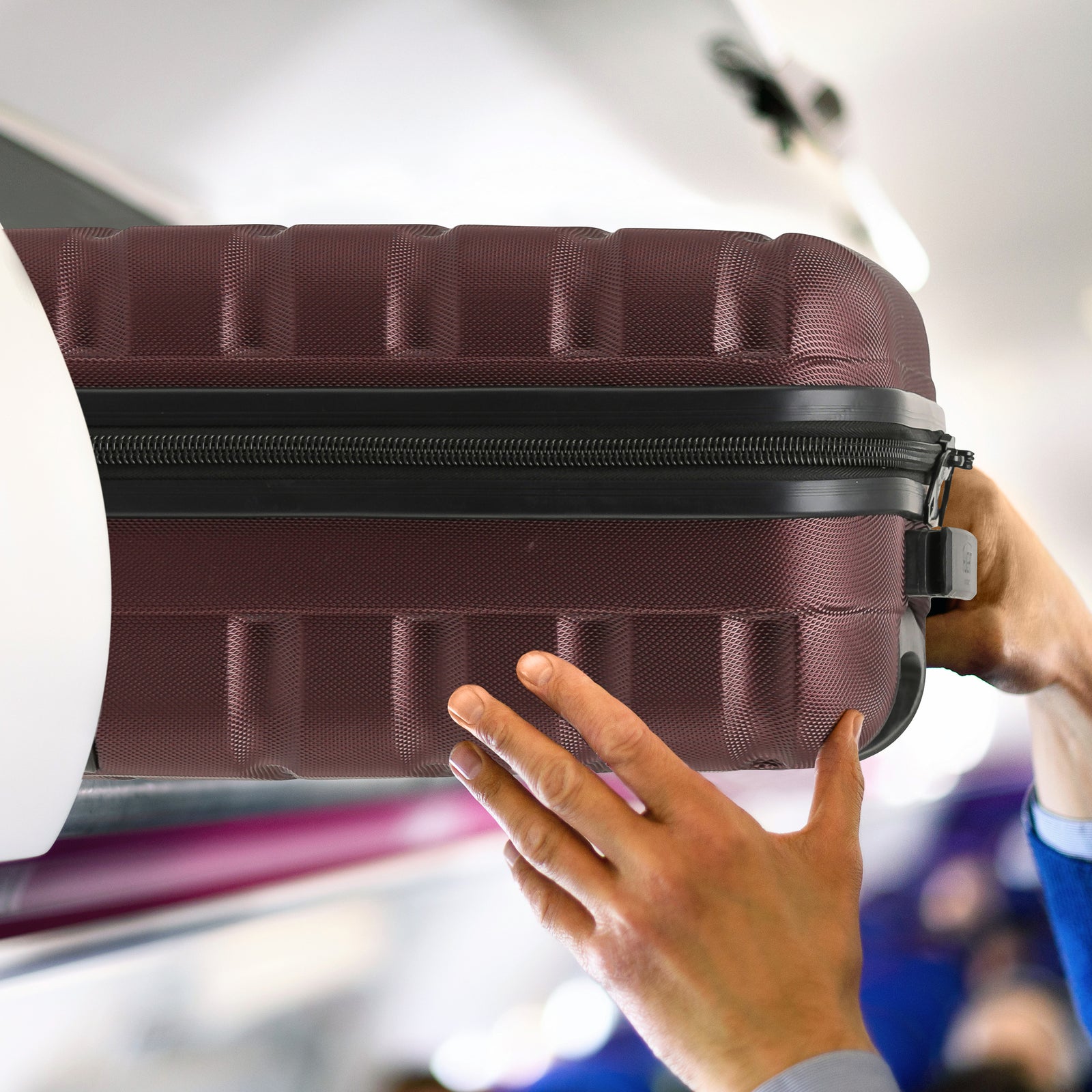 45x36x20cm Easyjet Free Cabin Bag 2 Wheel Suitcase Hard Shell Carry On | Cabin | Burgundy