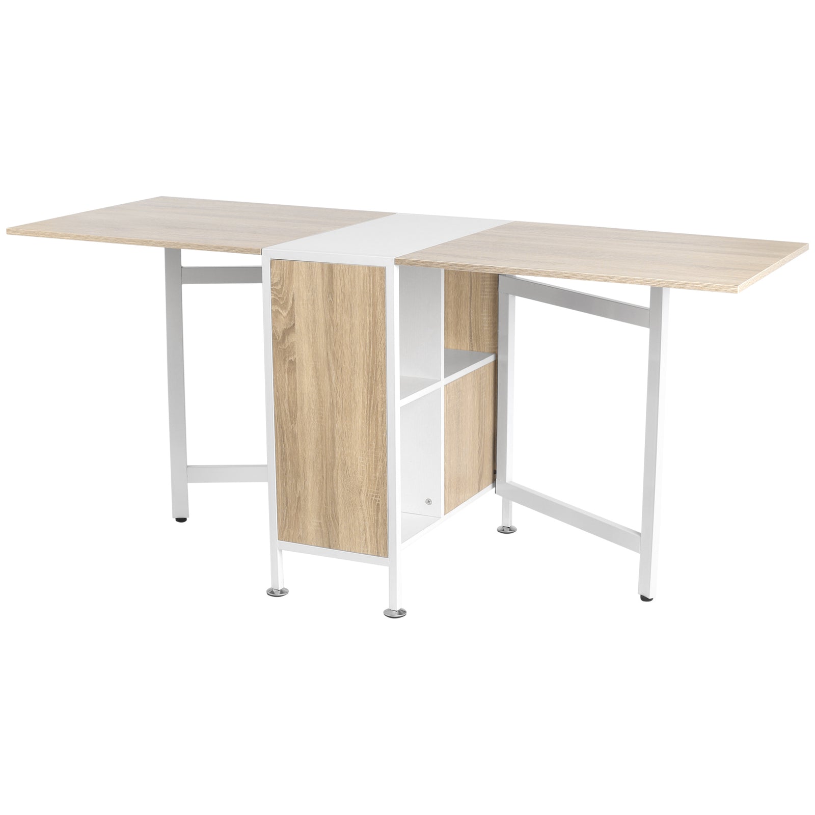 Folding Table Computer Desk Workstation With Storage Shelves