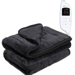 Heated Electric Throw 9h Timer 9 Heat Setting Fleece Blanket | Single | Black