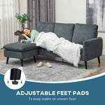 3 Seater Corner Sofa Couch Settee With Chaise Lounge | One Size | Dark Gray