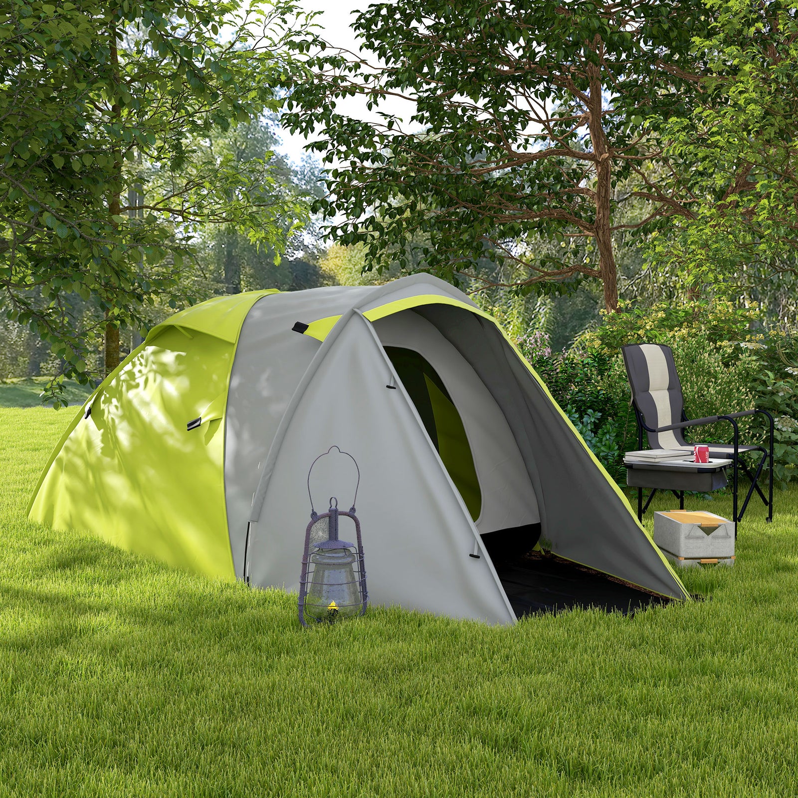2-3 Man Camping Tent With Living Area, 2000mm Waterproof | Yellow