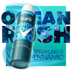 Men Whole Body Deodorant Spray Ocean Rush W/ 72h Odour Control 150ml, 3pk