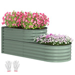 2-tier Raised Garden Bed, Galvanised Planter Box | Dark Green