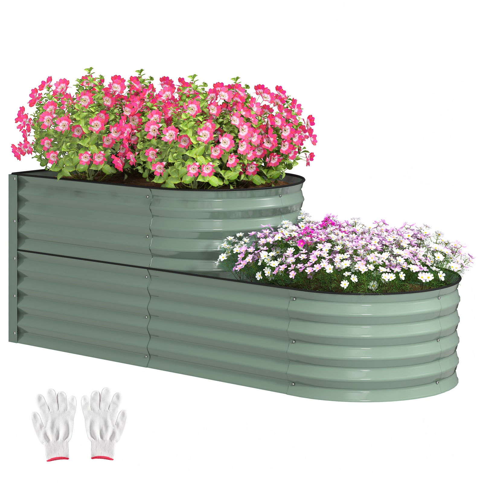 2-tier Raised Garden Bed, Galvanised Planter Box | Dark Green