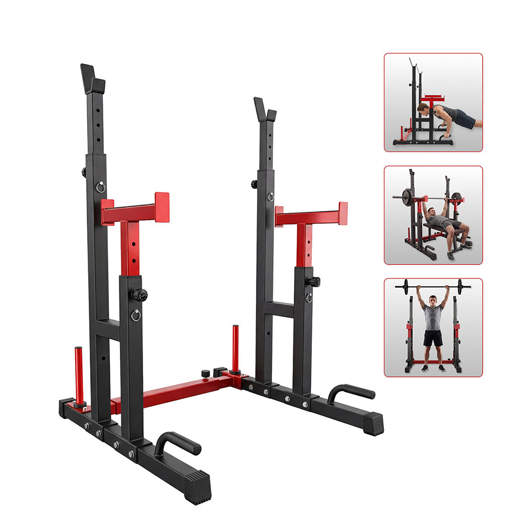 Centra Squat Rack 250kg Adjustable Bench Press Stand Power Rack Black