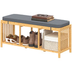 HOMCOM Shoe Rack With Seat, Bamboo Storage Bench, Natural Wood Finish