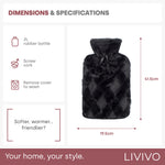 Livivo Long 2l Hot Water Bottle With Decorative Pom Poms And Washable Cover