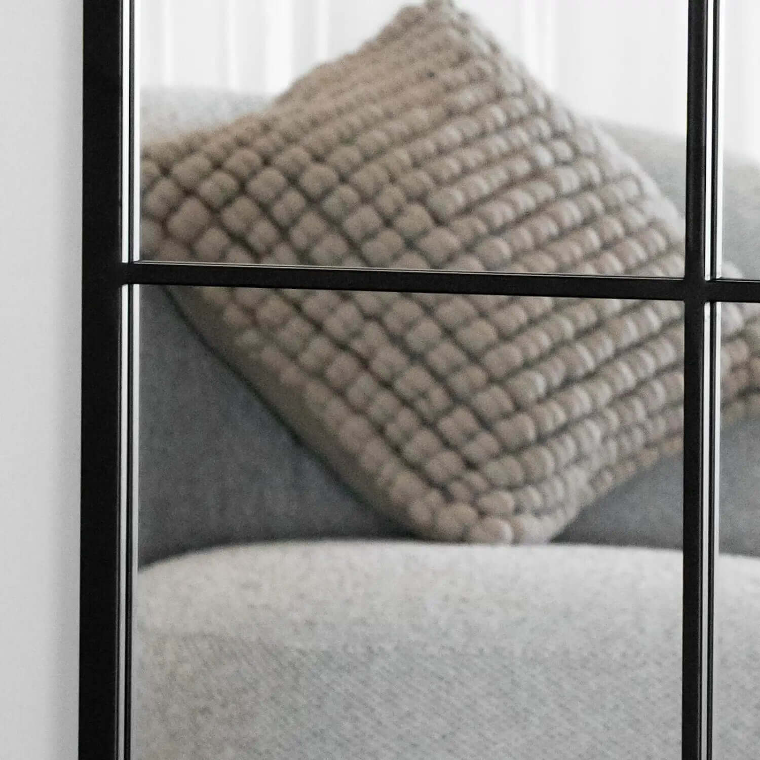 Kyō - Metal Rectangle Lattice Window Mirror | 150cm x 60cm | Black
