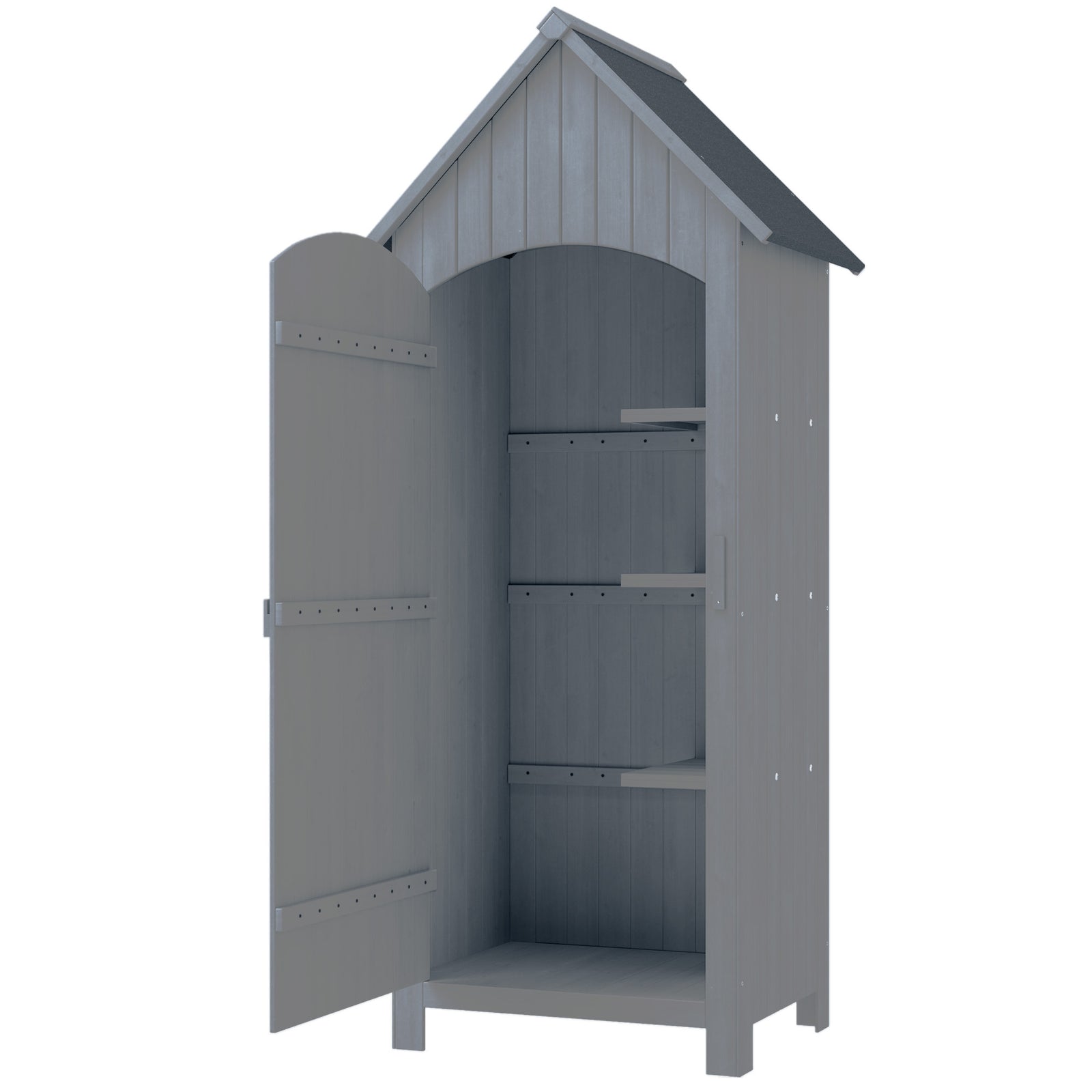 Wooden Small Garden Shed With 3 Shelves And Tilt Roof Grey | Grey
