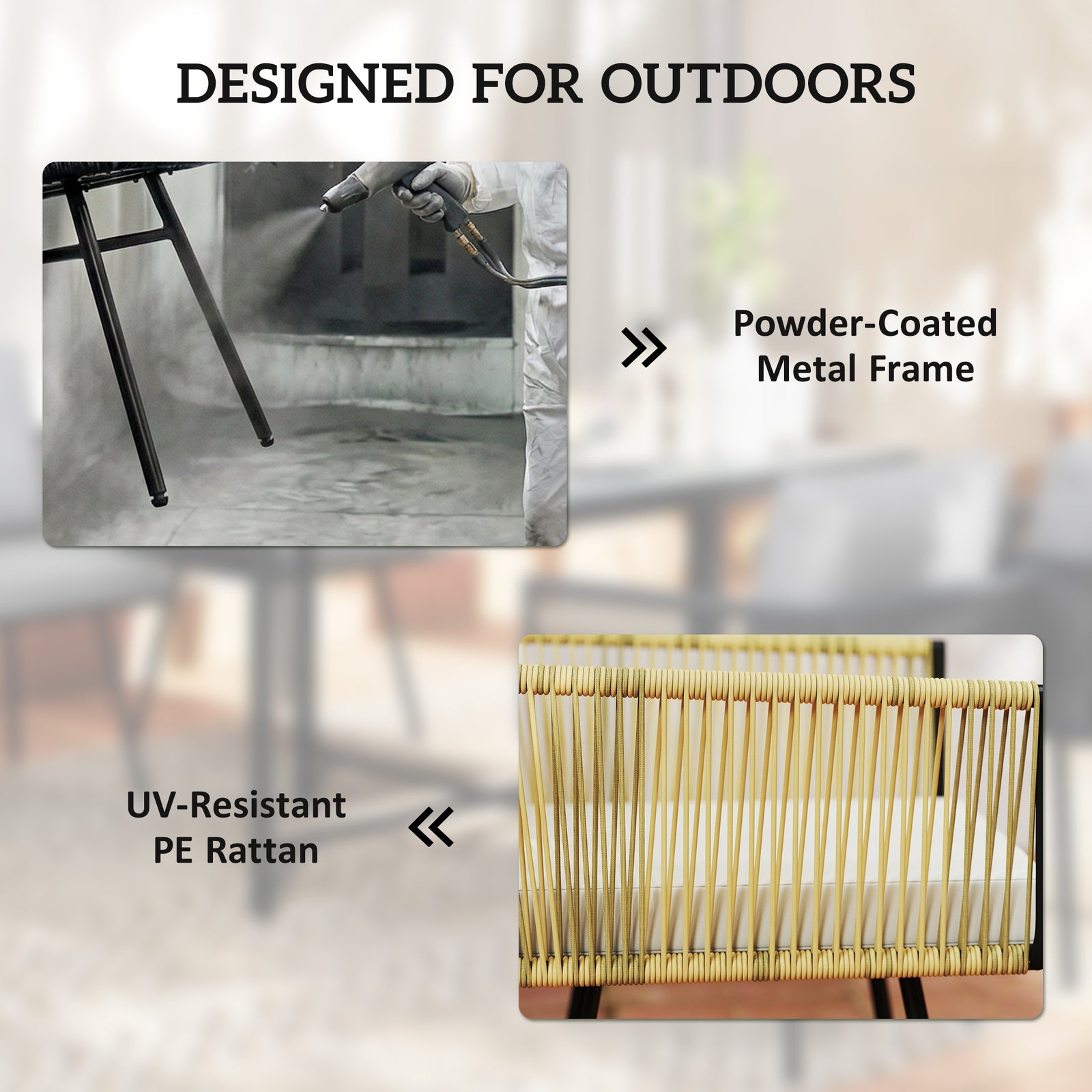 5 Piece Garden Furniture Set, Garden Dining Set With 4 Chairs | Beige