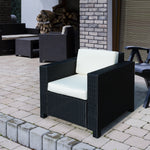Patio Rattan Wicker Furniture Single Cube Chair Sofa Outdoor | Black