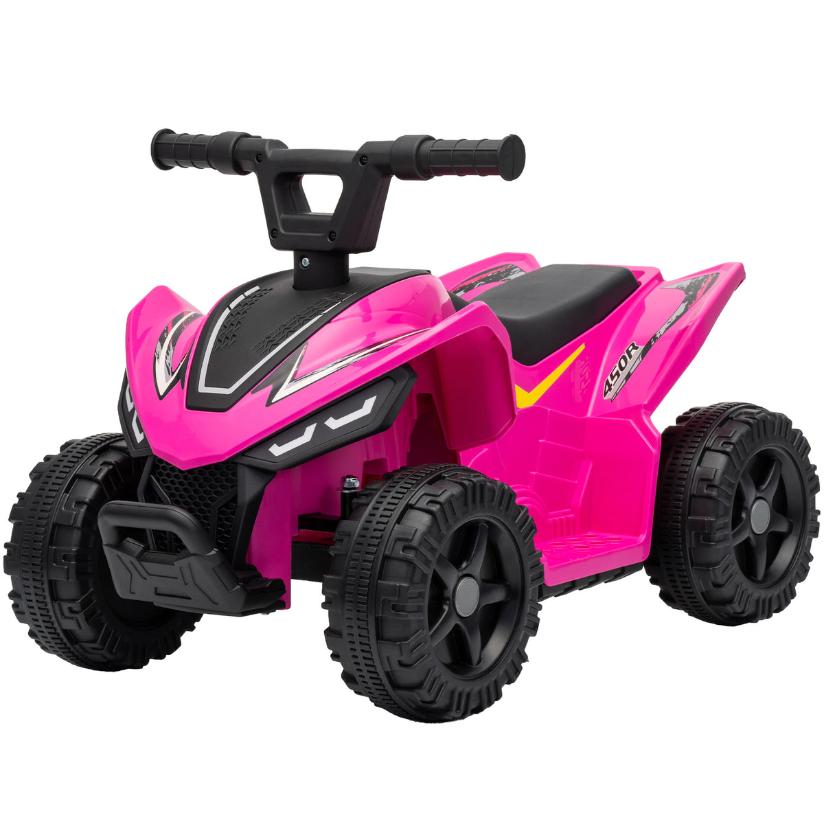 6v Electric Car, Kids Atv With Handlebar Button Control | Hot Pink