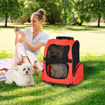 Pet Travel Backpack Bag Cat Puppy Dog Carrier W/ Trolley And Telescopic | Red