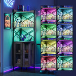 5-tier Corner Bar Cabinet With Built-in Power Outlet And Led Lights | Grey