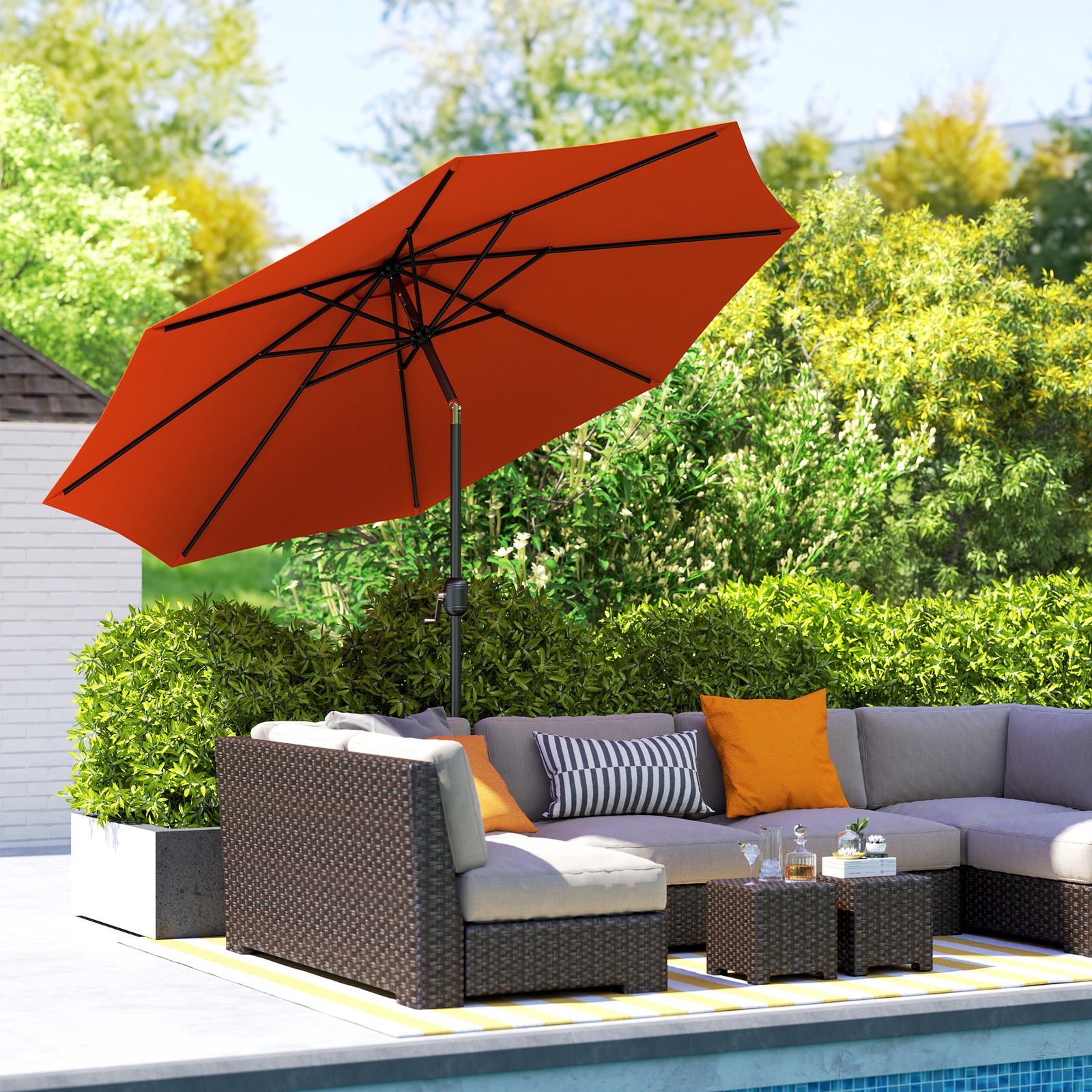 3(m) Patio Umbrella Outdoor Sunshade Canopy W/ Tilt & Crank