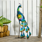 59cm Peacock Garden Statue, Steel Lawn Decor, Gift