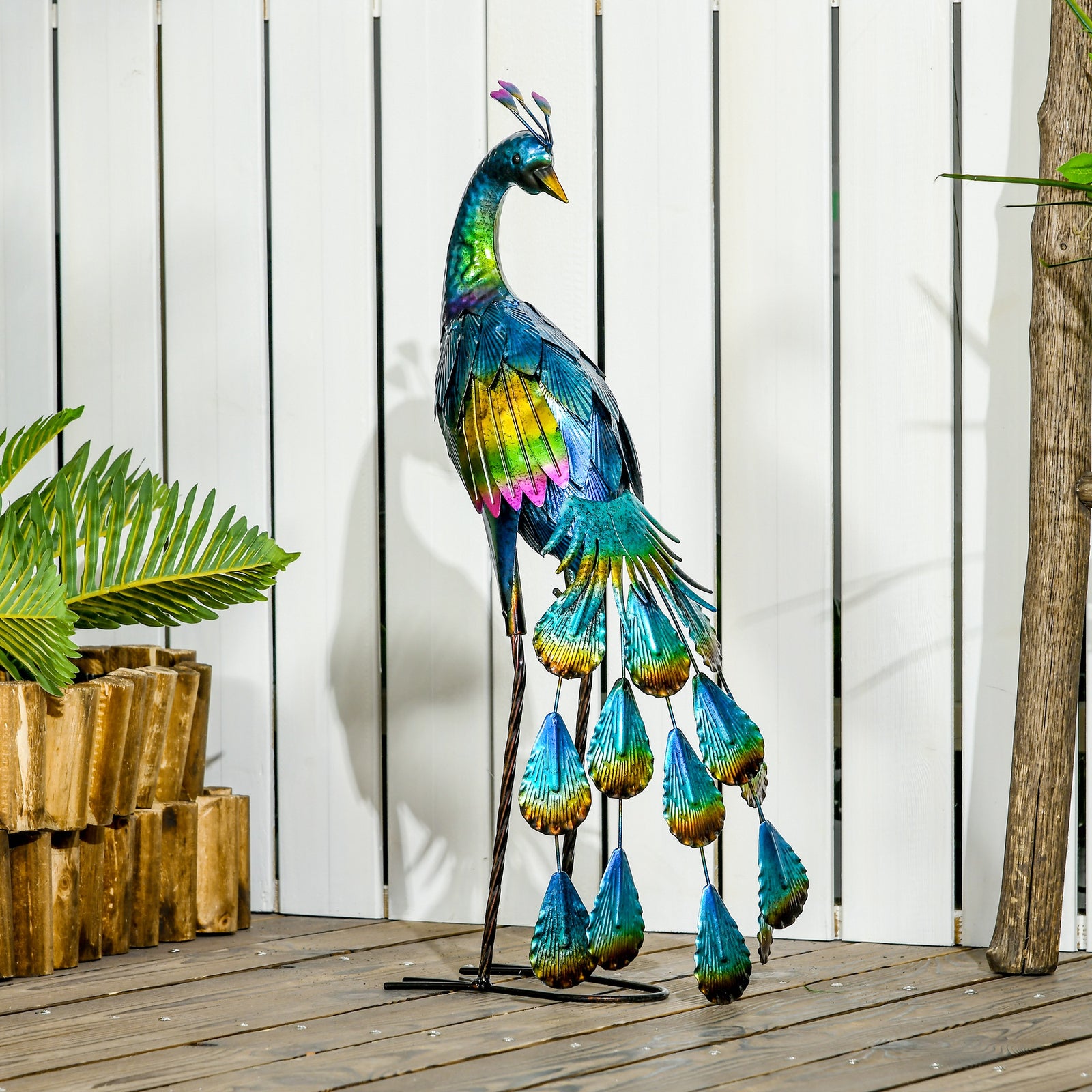 59cm Peacock Garden Statue, Steel Lawn Decor, Gift
