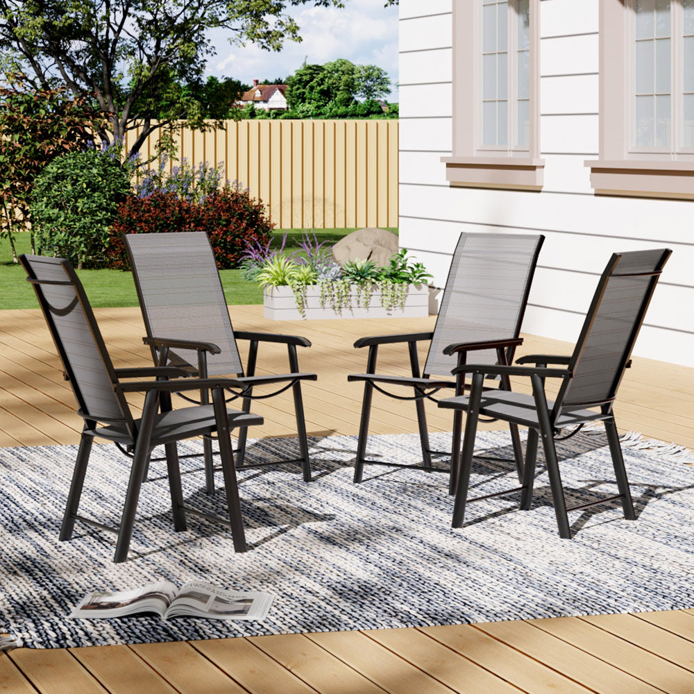 Foldable Chairs With Metal Frame & Fabric Seat – Set Of 2 Or 4 | Set of 4 | Black