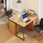 HOMCOM Computer Desk, Writing Table With Cabinet And Drawer, Natural