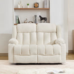 Lovell 2 Seat Manual Recliner Sofa With Cup Holders | Cream