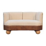 Solid Wood Boucle Cream Buffalo Small Sofa