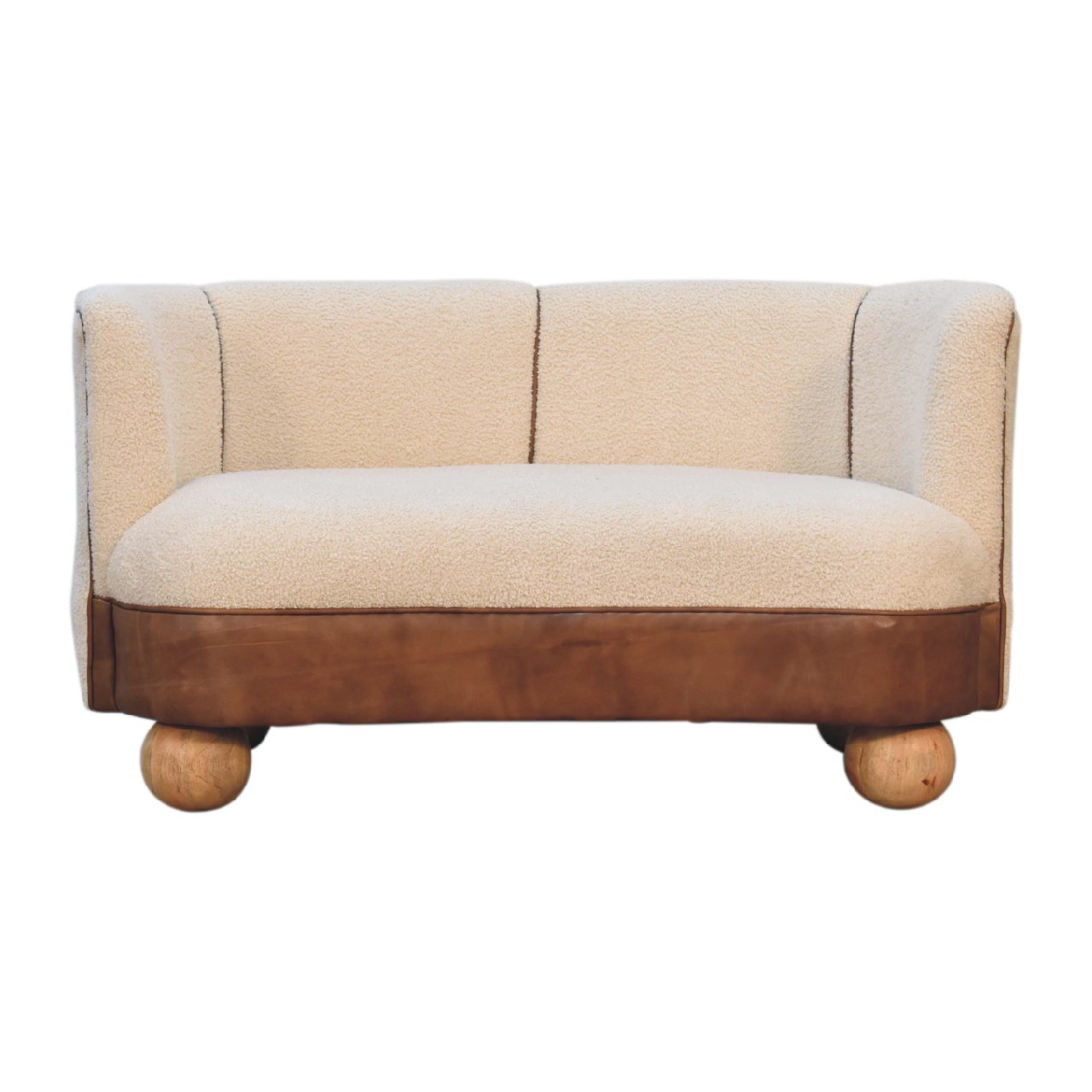 Solid Wood Boucle Cream Buffalo Small Sofa