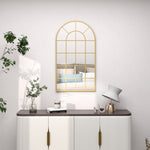 HOMCOM Modern Arch Window Wall Mirror For Living Room Bedroom, Gold Tone
