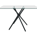 Modern Miami Rectangle Glass Dining Table With Starburst Black Legs | Black