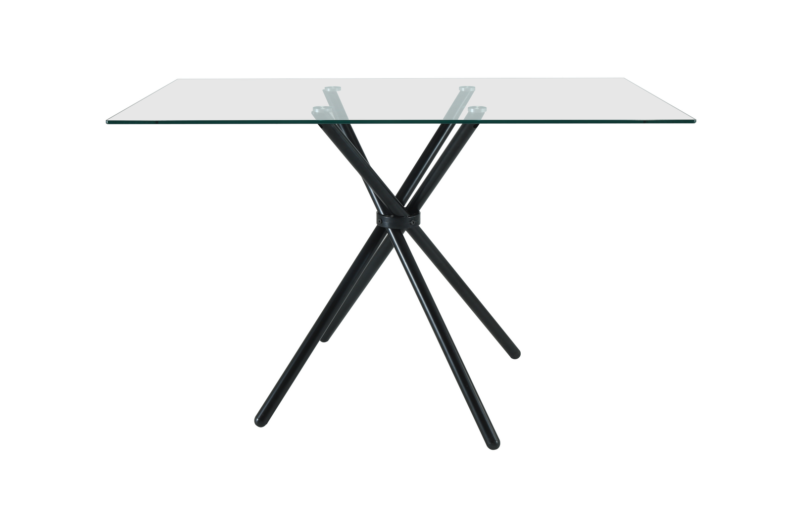 Modern Miami Rectangle Glass Dining Table With Starburst Black Legs | Black