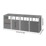 4 Bin Storage Shed – Heavy-duty Galvanized Steel Outdoor Bin Store With Lift-up Lids & Lockable Doors | Grey