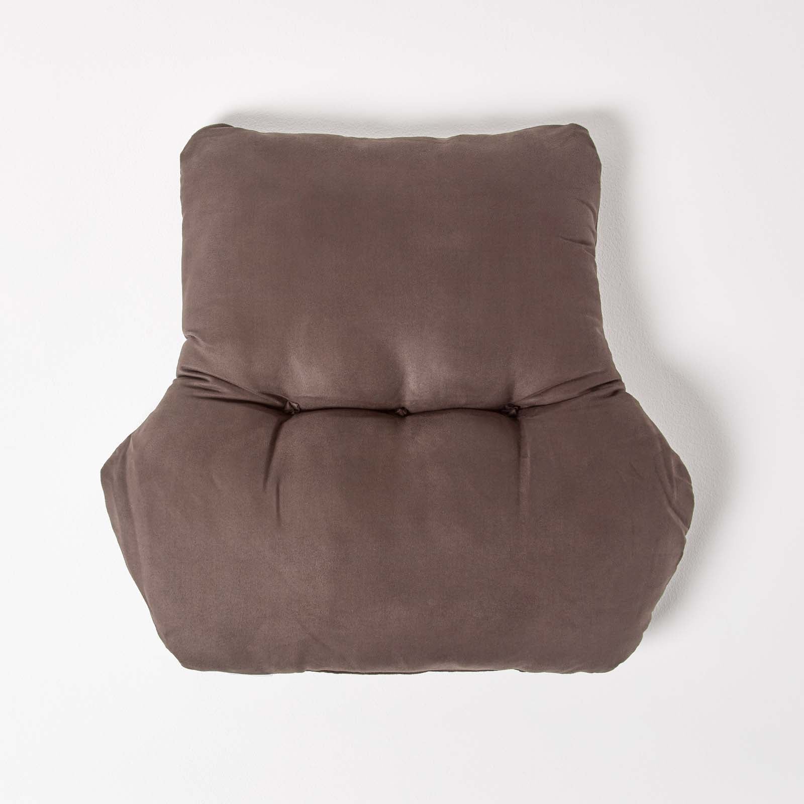 Faux Suede Back Support Thick Lumbar Cushion | Chocolate