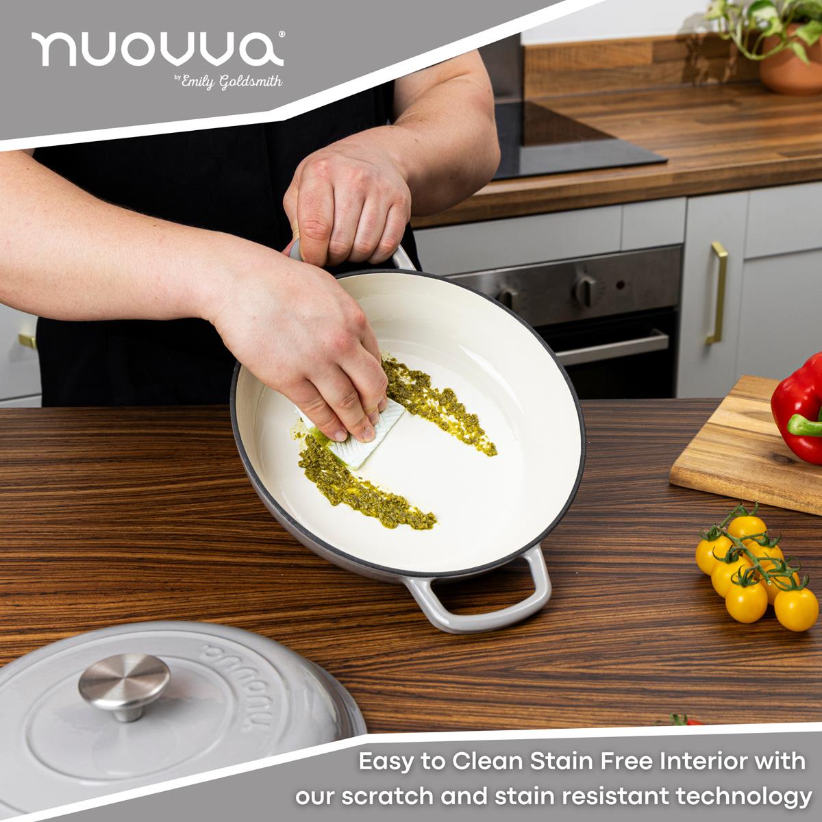 Shallow Cast Iron Casserole With Lid - 2.3-quart (26 Cm) | Grey