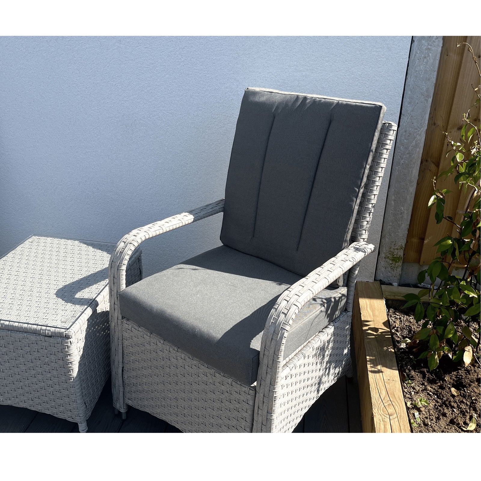 Indoor & Outdoor Living Leigh Wicker Rattan Natural Bistro Set With Outdoor Cushion