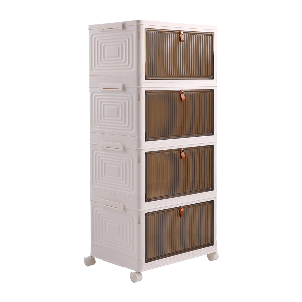 4-layer Thicken Foldable Shoe Storage Box With Wheels