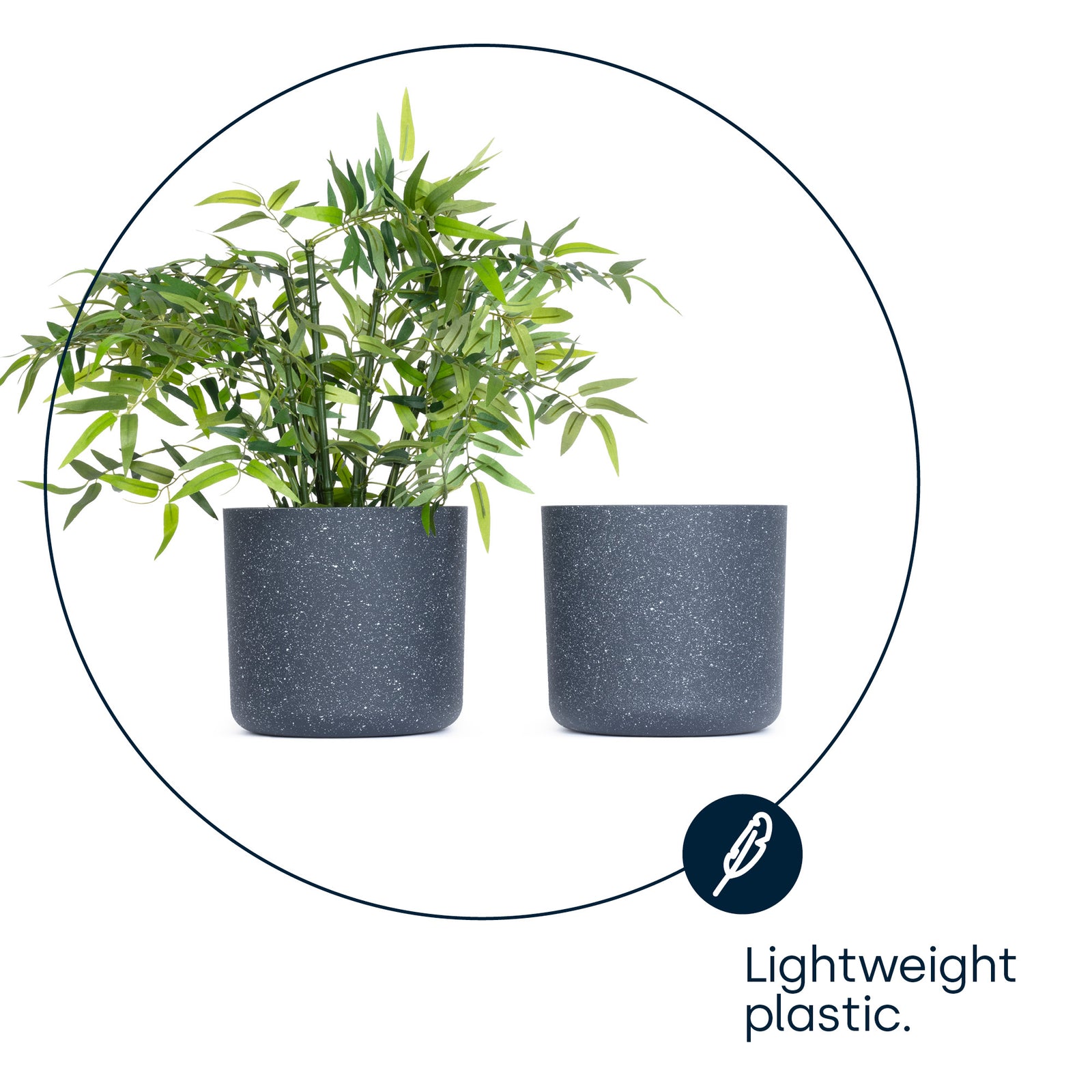 22cm Round Plant Pot Set Of 2 - Matt Grey