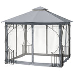 Gazebo Party Tent Canopy Sun Shade For Patio Garden 3x3metre | Light Slate Gray