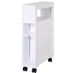 Narrow Bathroom Storage Unit 2 Drawers Open Top 4 Wheels