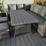 York 8 Seat Mixed Grey Rattan Corner Sofa Dining Set
